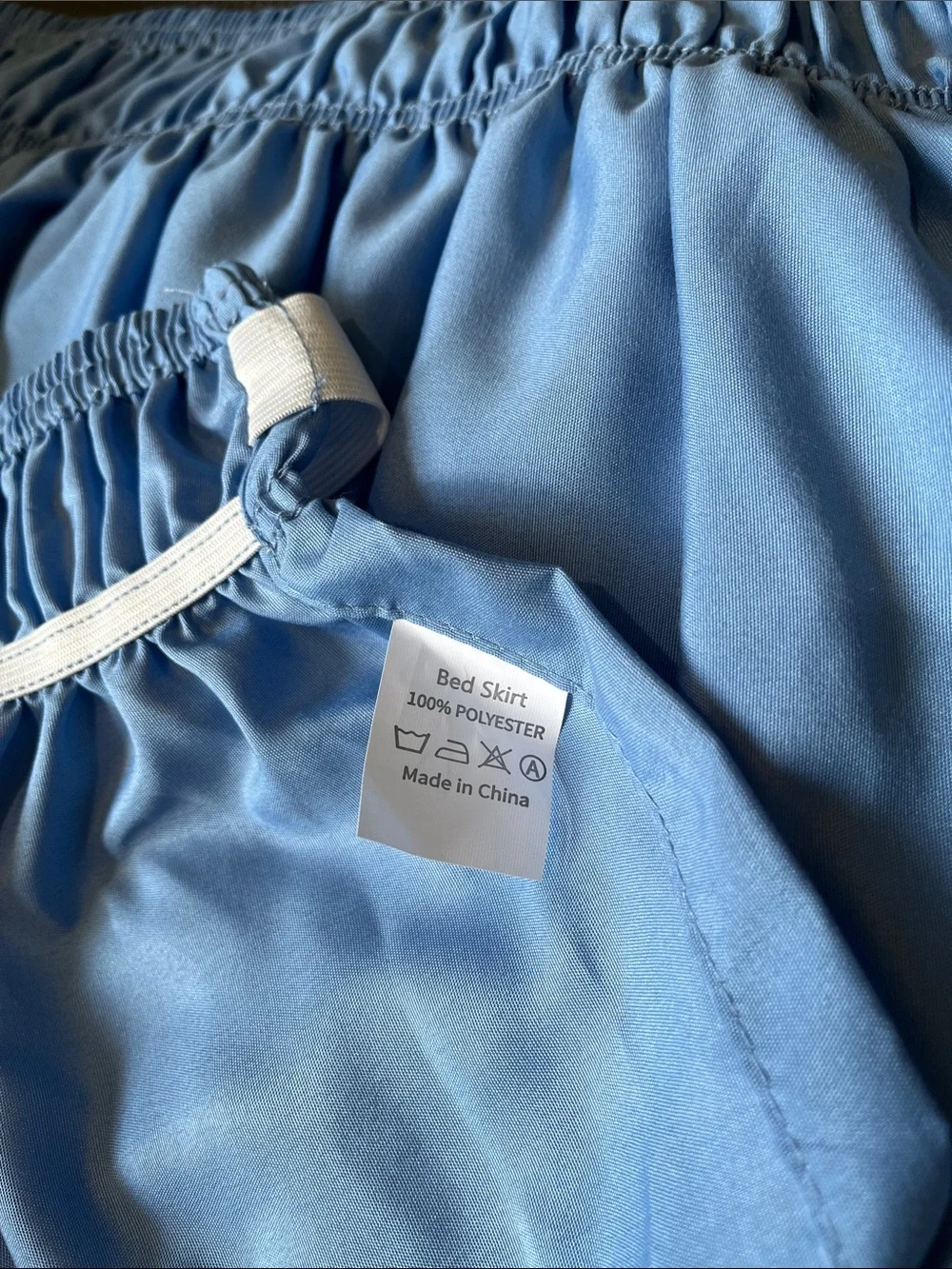 2 King size 13” drop soft blue elastic and adjustable polyester bed skirts